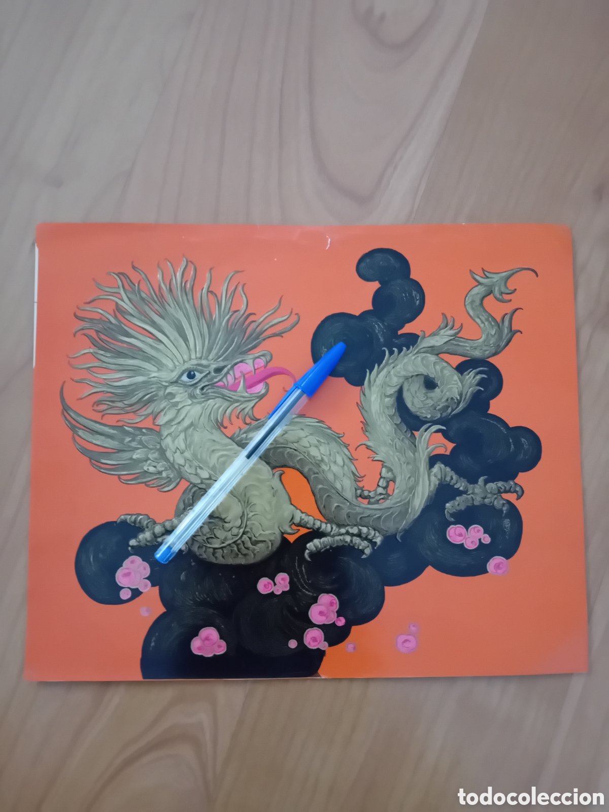 Outros artigos de papel: CURIOSA L&Aacute;MINA CHINA O JAPONESA. EL DRAG&Oacute;N EST&Aacute; EN RELIEVE. A&Ntilde;OS 60S
