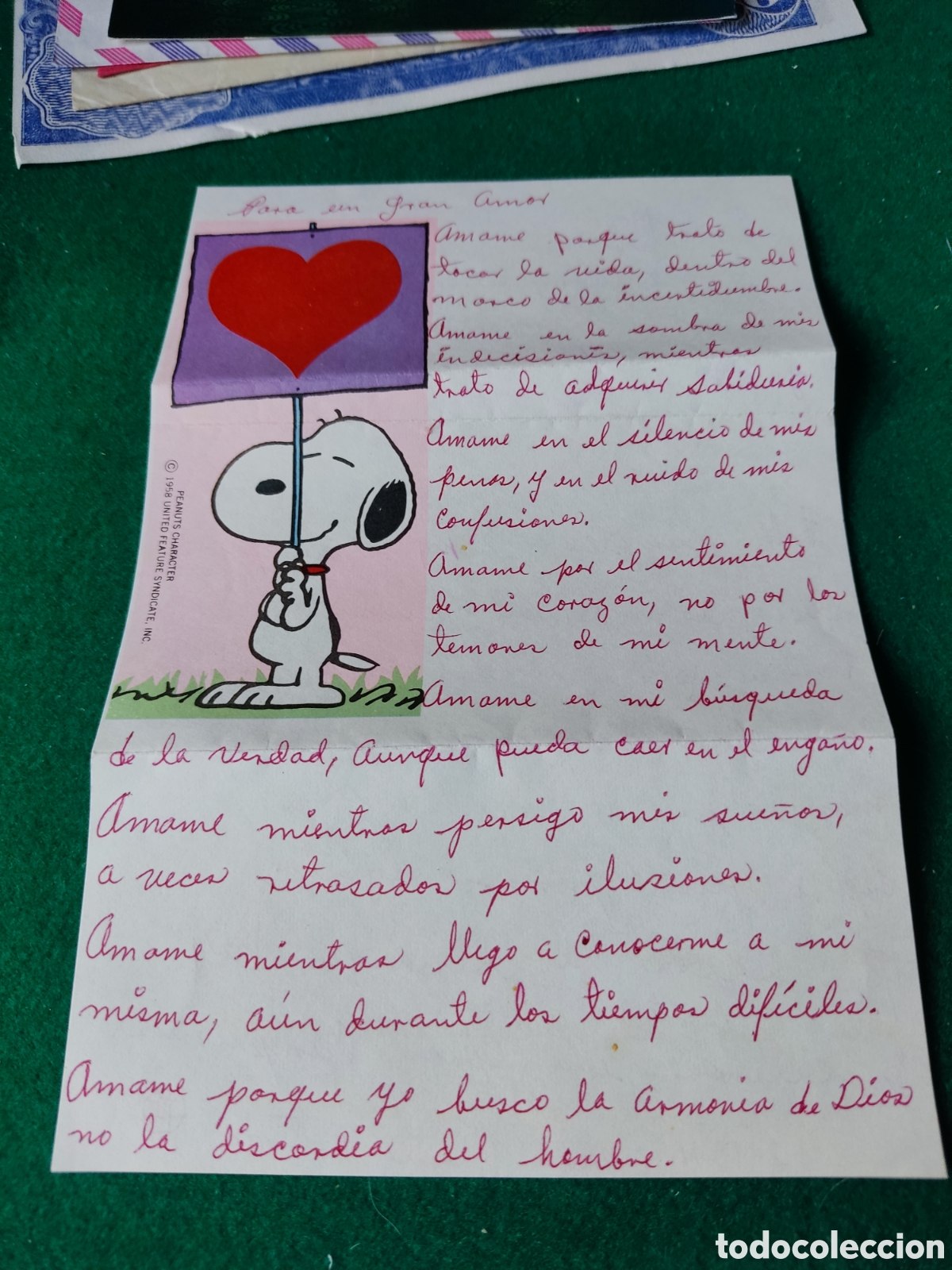 Otros Art&iacute;culos de Coleccionismo en Papel: Hoja para carta Snoopy