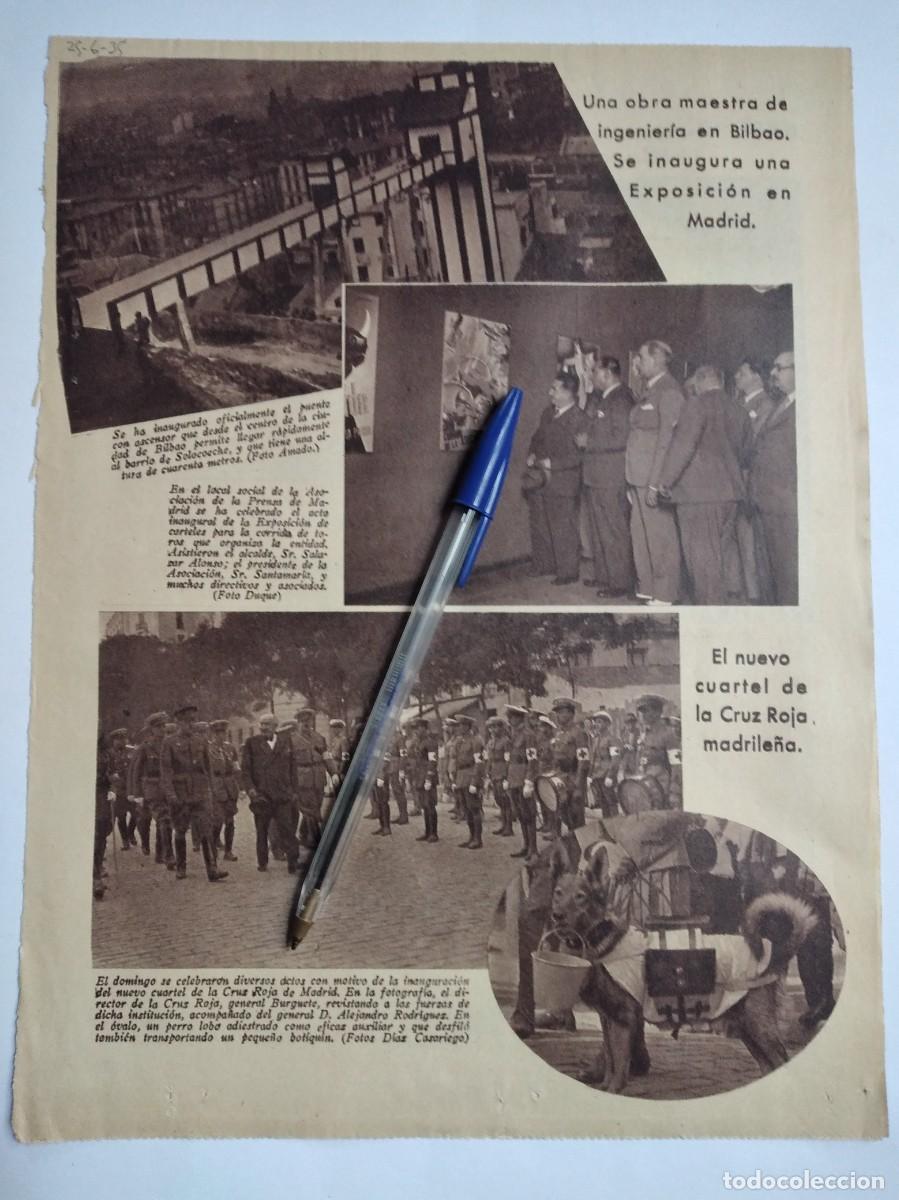 Collectionnisme Papier divers: INAUGURACI&Oacute;N PUENTE CON ASCENSOR SOLOCOECHE BILBAO FOTOS HOJA PRENSA A&Ntilde;O 1935