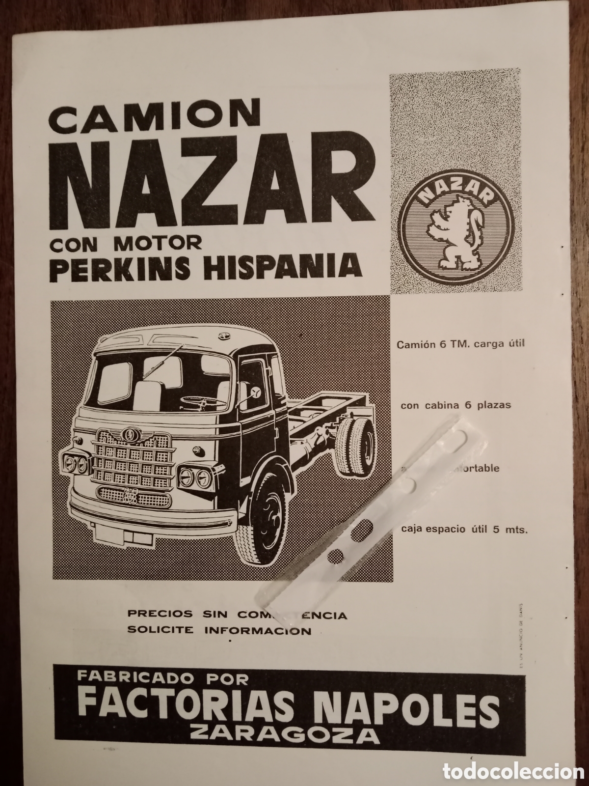 Collectionnisme Papier divers: Publicidad cami&oacute;n nazar factor&iacute;as N&aacute;poles