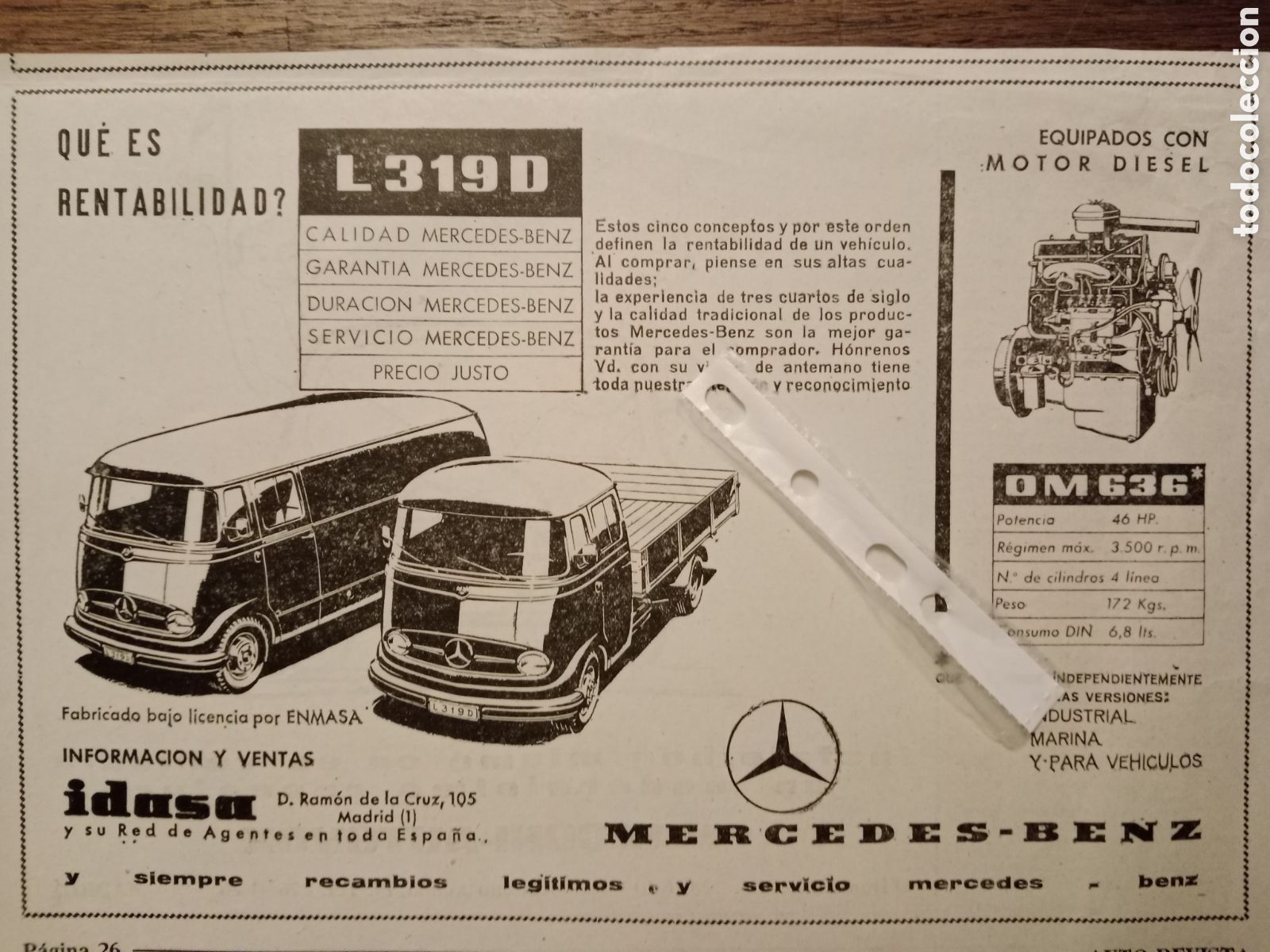 Outros artigos de papel: Publicidad furgoneta mercedes Benz L 319 D
