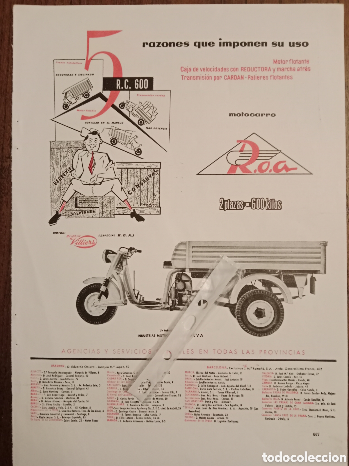 Collectionnisme Papier divers: Publicidad motocarro roa