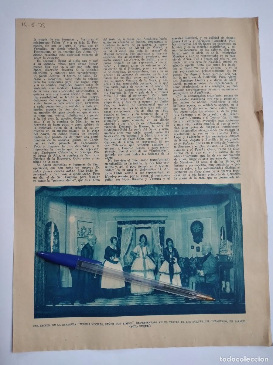 Collectionnisme Papier divers: ZARAUZ TEATRO DE LOS DUQUES DEL INFANTADO ESCENA DE LA ZARZUELA HOJA PERI&Oacute;DICO A&Ntilde;O 1935