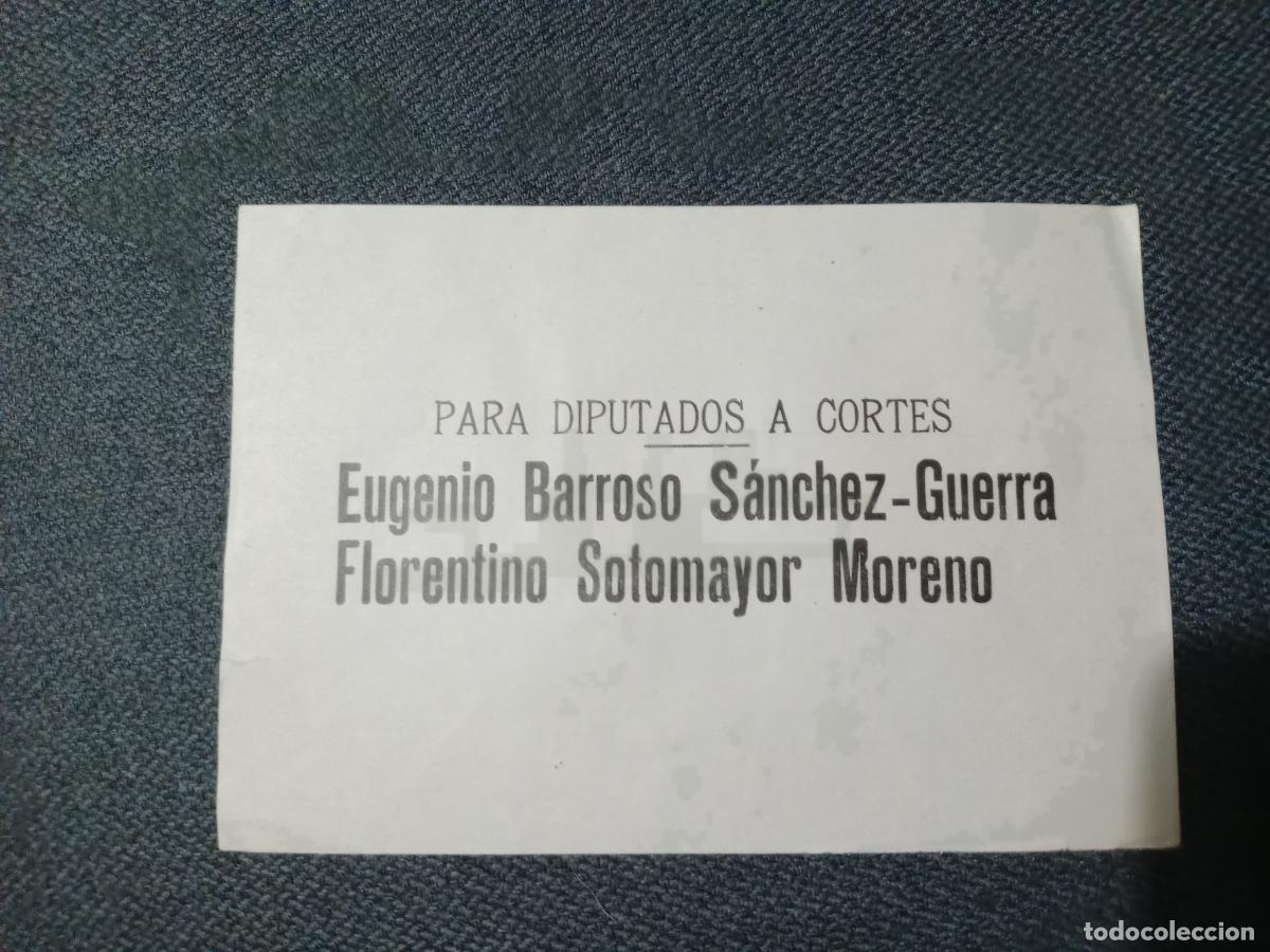 Otros Art&iacute;culos de Coleccionismo en Papel: C&oacute;rdoba. Papeleta electoral. Votaciones para diputados a Cortes, Eugenio Barroso S&aacute;nchez-Guerra