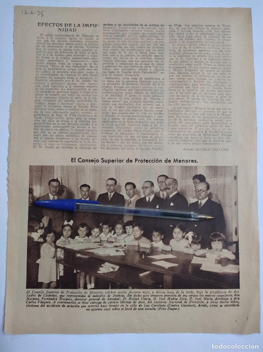 Outros artigos de papel: EL CONSEJO SUPERIOR DE PROTECCI&Oacute;N DE MENORES ISIDRO DE C&Eacute;SPEDES FOTO PRENSA A&Ntilde;O 1935