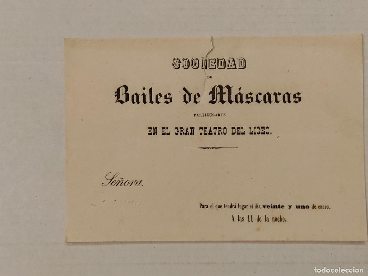 Sammelleidenschaft Andere Papierartikel: BARCELONA - SOCIEDAD DE BAILES DE MASCARAS EN EL GRAN TEATRO DEL LICEO -INVITACION SE&Ntilde;ORA-(K-13.692)