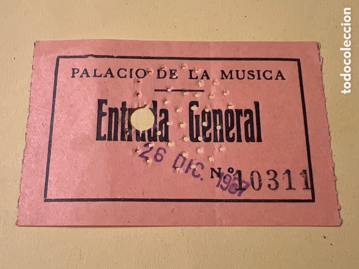 Paper Collecting Others: L423. Entrada PALACIO DE LA M&Uacute;SICA. 1957