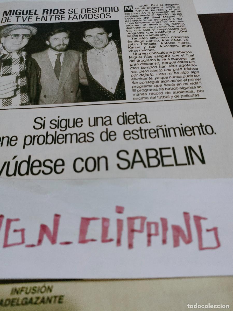 Otros Art&iacute;culos de Coleccionismo en Papel: Clipping RP871212 MIGUEL RIOS