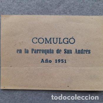 Sammelleidenschaft Andere Papierartikel: Certificado de Comuni&oacute;n. Parroquia de San Andr&eacute;s. A&ntilde;o 1951.