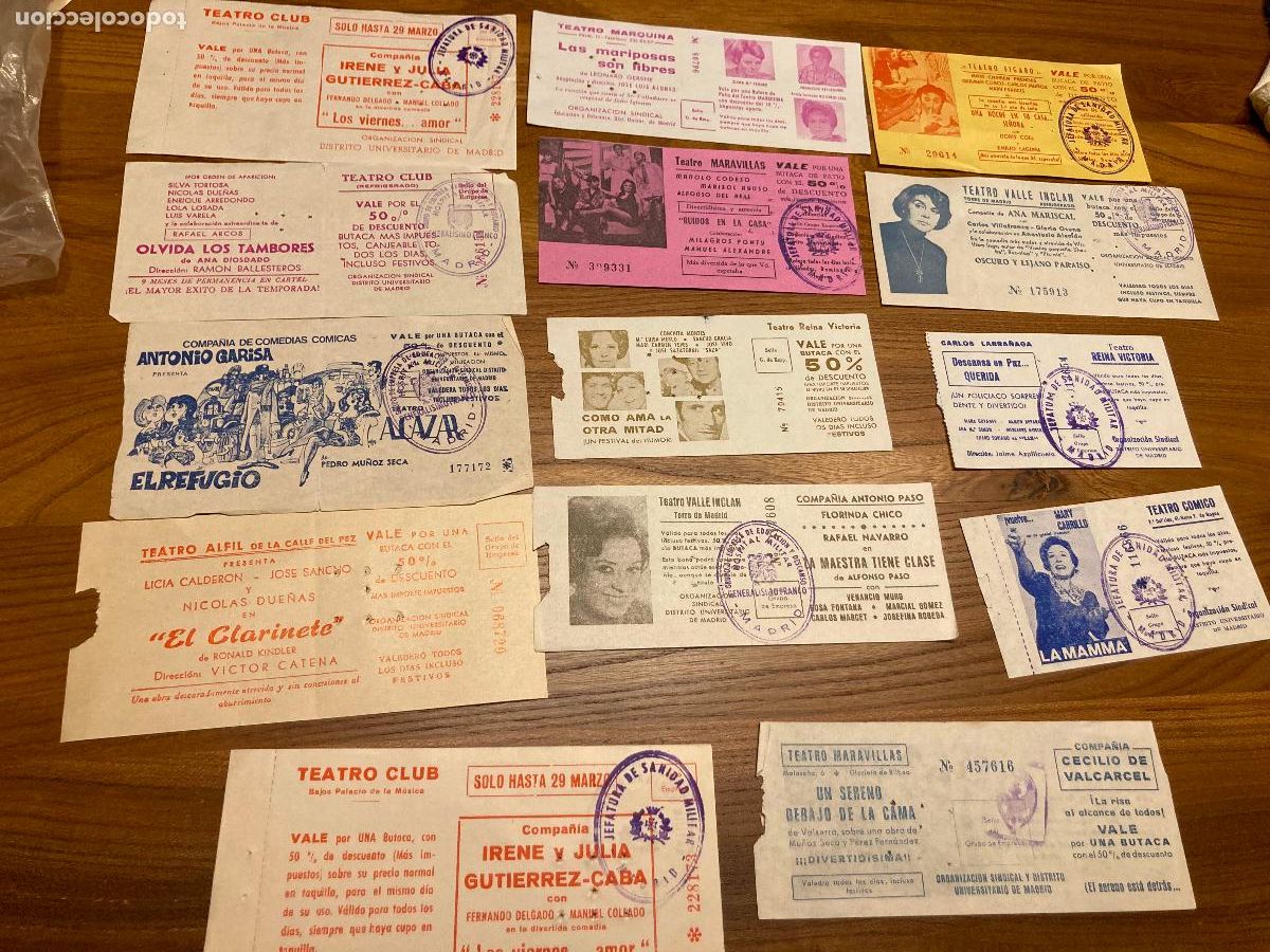 Otros Art&iacute;culos de Coleccionismo en Papel: Lote 14 entradas teatro ańos 60-70 Guti&eacute;rrez caba,valladares,Jos&eacute; Sancho,Manolo codeso, dueńas fotos