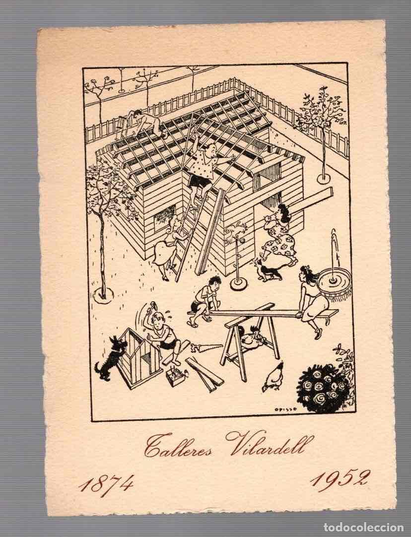 Paper Collecting Others: TARJETON PUBLICITARIO TALLERES VILARDELL 1874-1952. BARCELONA. ILUSTRADA POR OPISSO