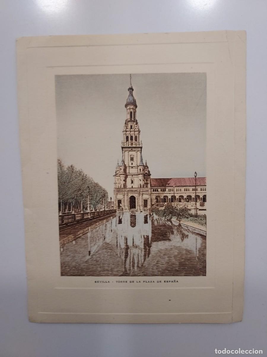 Otros art&iacute;culos de coleccionismo en papel: ESTAMPA GRABADO SEVILLA TORRE DE LA PLAZA DE ESPA&Ntilde;A. 15,5 x 12 CM