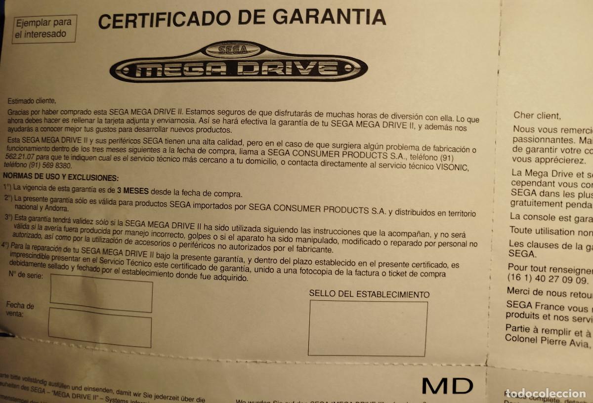 Otros art&iacute;culos de coleccionismo en papel: Folleto de garantia Megadrive