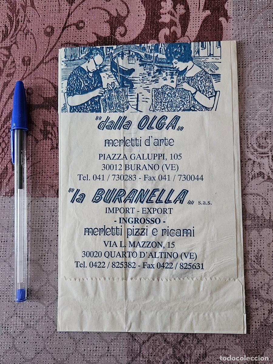 Otros art&iacute;culos de coleccionismo en papel: Antiguo Sobre Vac&iacute;o De La Tienda Dalla Olga, Especialistas En Encajes De La Isla Burano (Venecia).