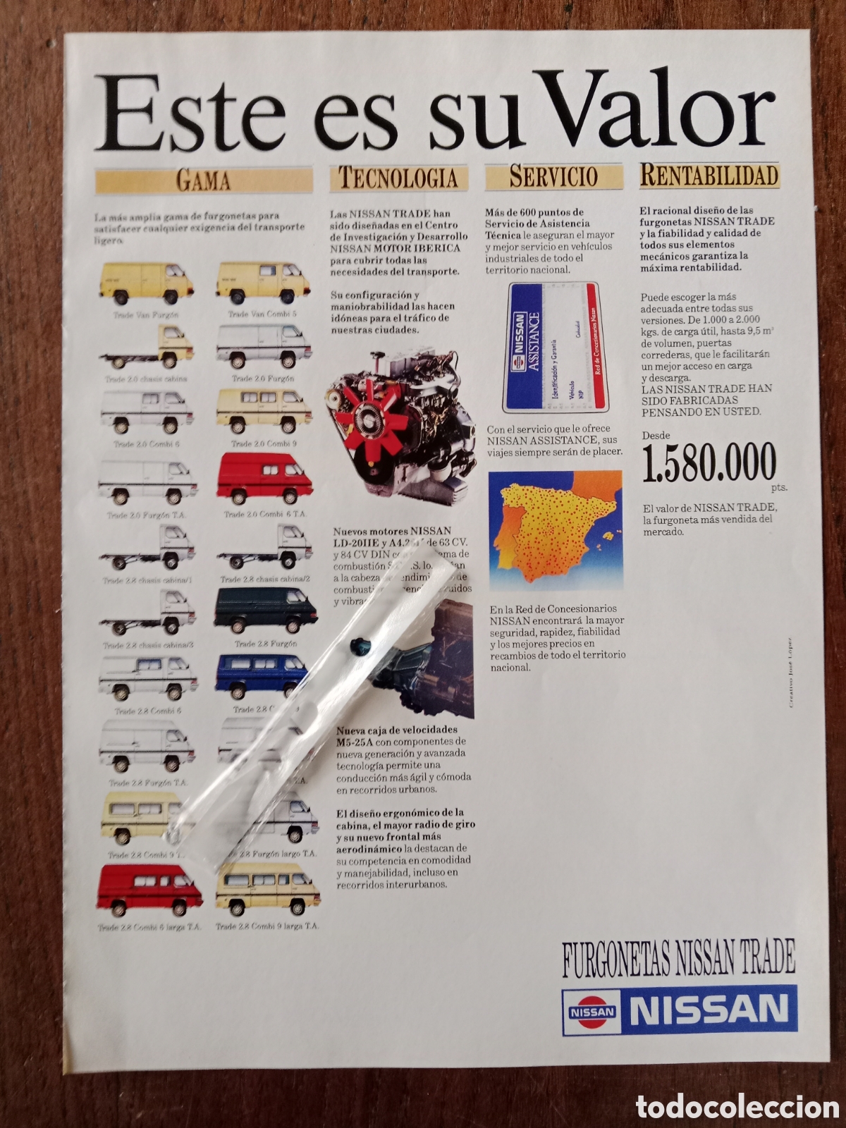 Otros Art&iacute;culos de Coleccionismo en Papel: Publicidad furgoneta Nissan trade