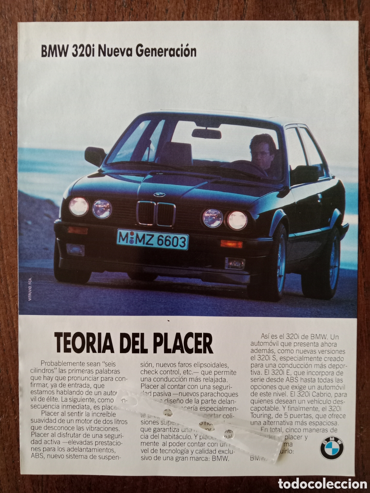 Otros Art&iacute;culos de Coleccionismo en Papel: Publicidad autom&oacute;vil BMW 320