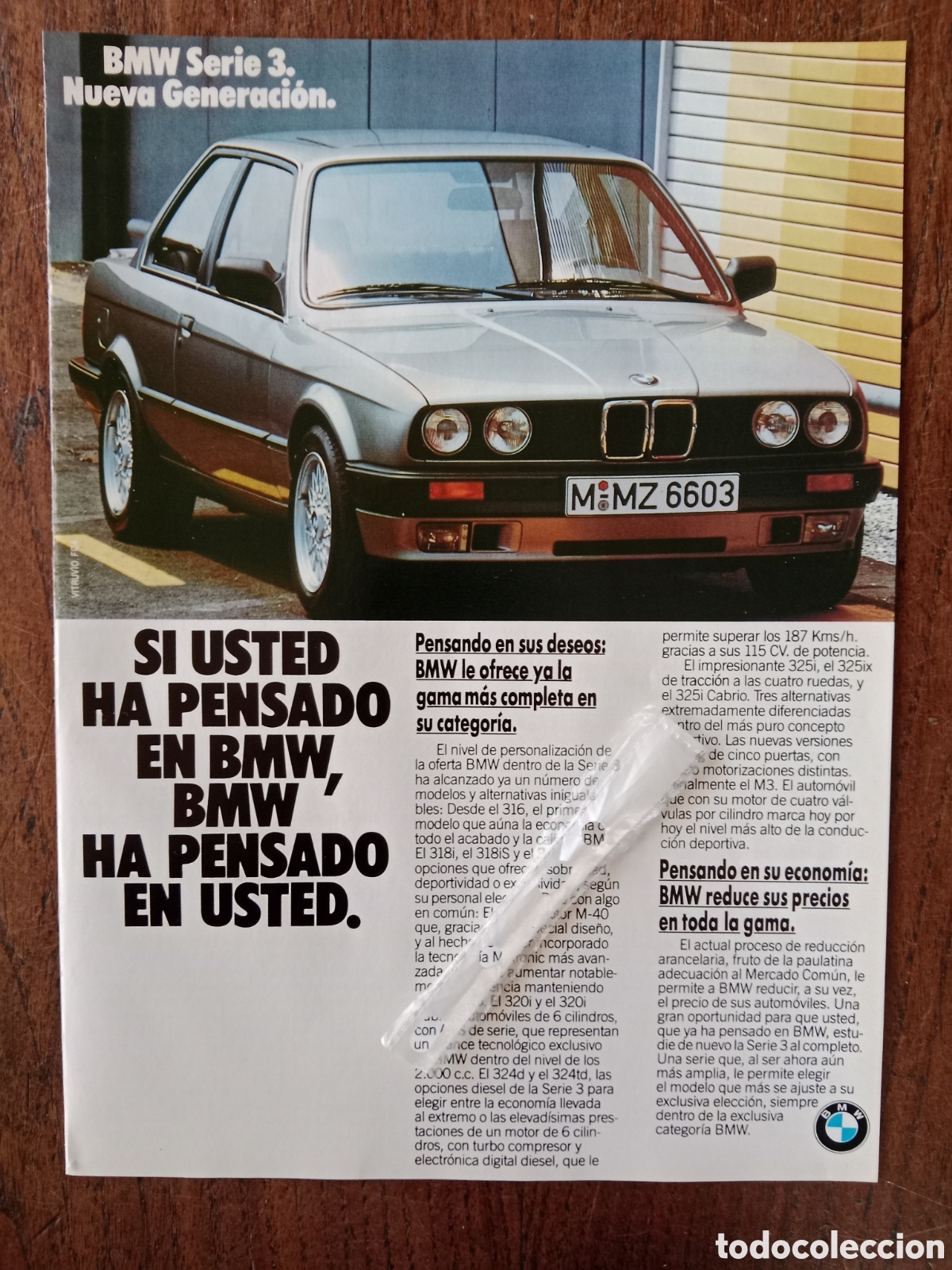 Otros Art&iacute;culos de Coleccionismo en Papel: Publicidad autom&oacute;vil BMW serie 3