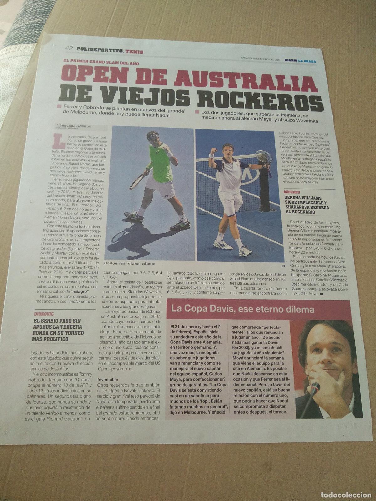 Otros Art&iacute;culos de Coleccionismo en Papel: HOJA EL PERIODICO DIARIO LA GRADA FERRER Y ROBREDO TENIS JULIO IGLESIAS