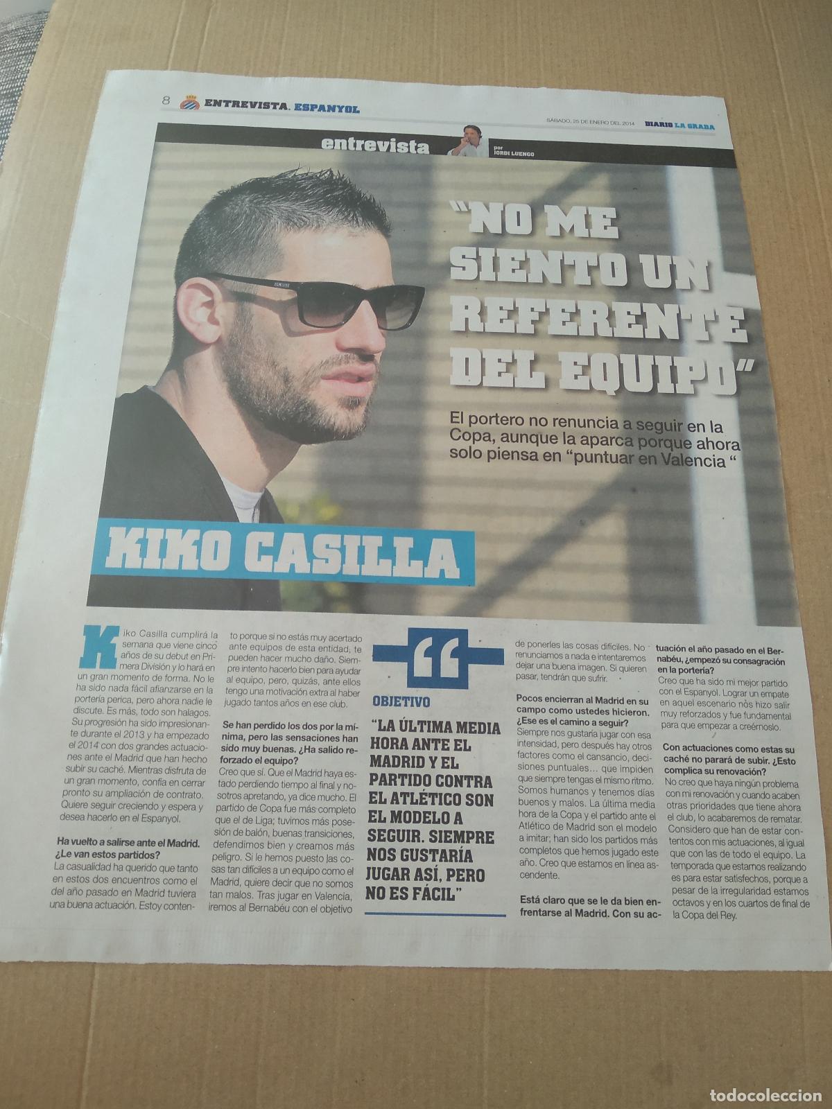 Otros Art&iacute;culos de Coleccionismo en Papel: HOJA EL PERIODICO DIARIO LA GRADA KIKO CASILLA ENTREVISTA DAVID LOPEZ PUBLICIDAD TOYOTA AURIS