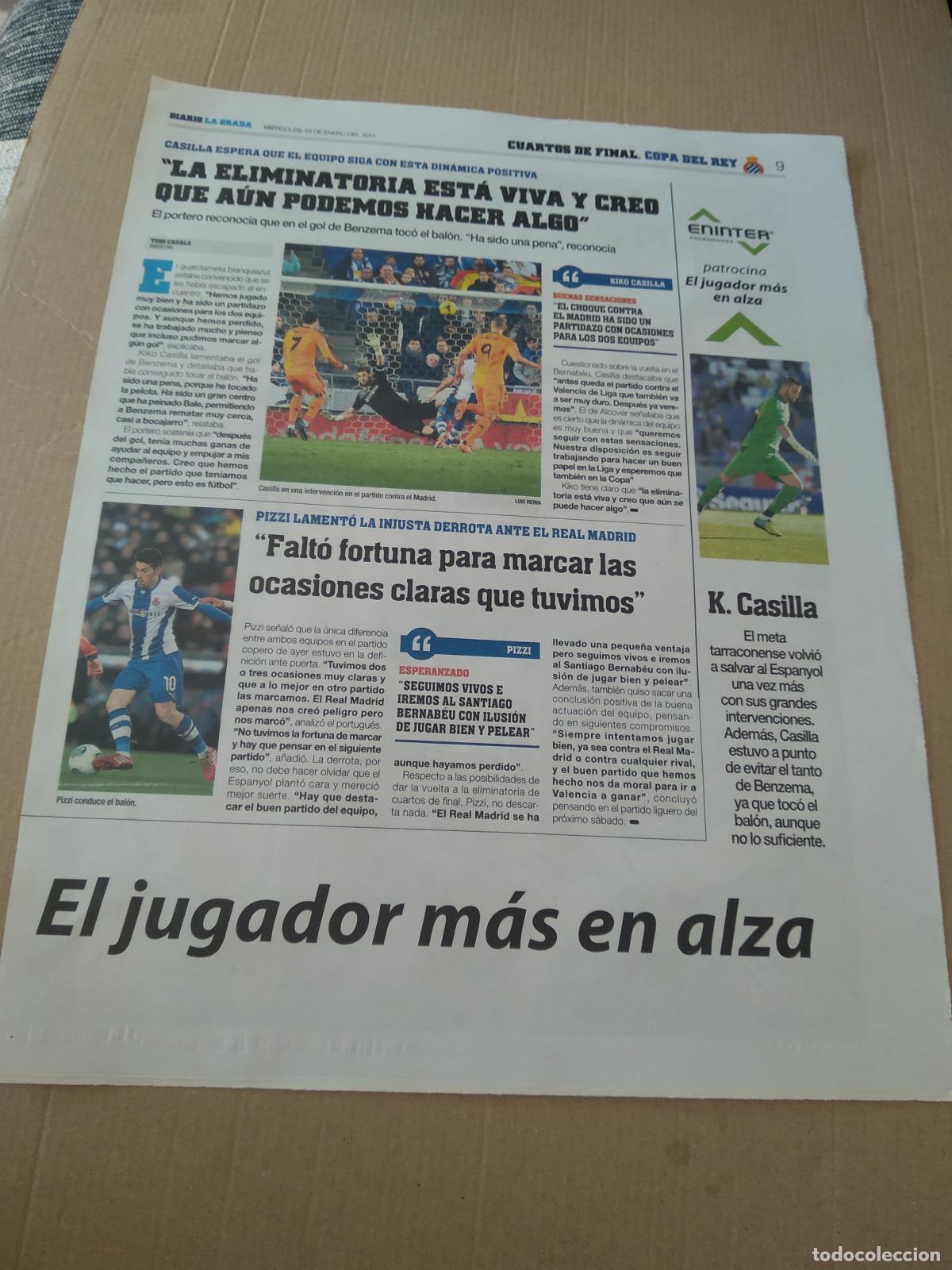 Otros Art&iacute;culos de Coleccionismo en Papel: HOJA EL PERIODICO DIARIO LA GRADA PIZZI KIKO CASILLA RONALDO BENZEMA REAL MADRID REBAJAS RCDE