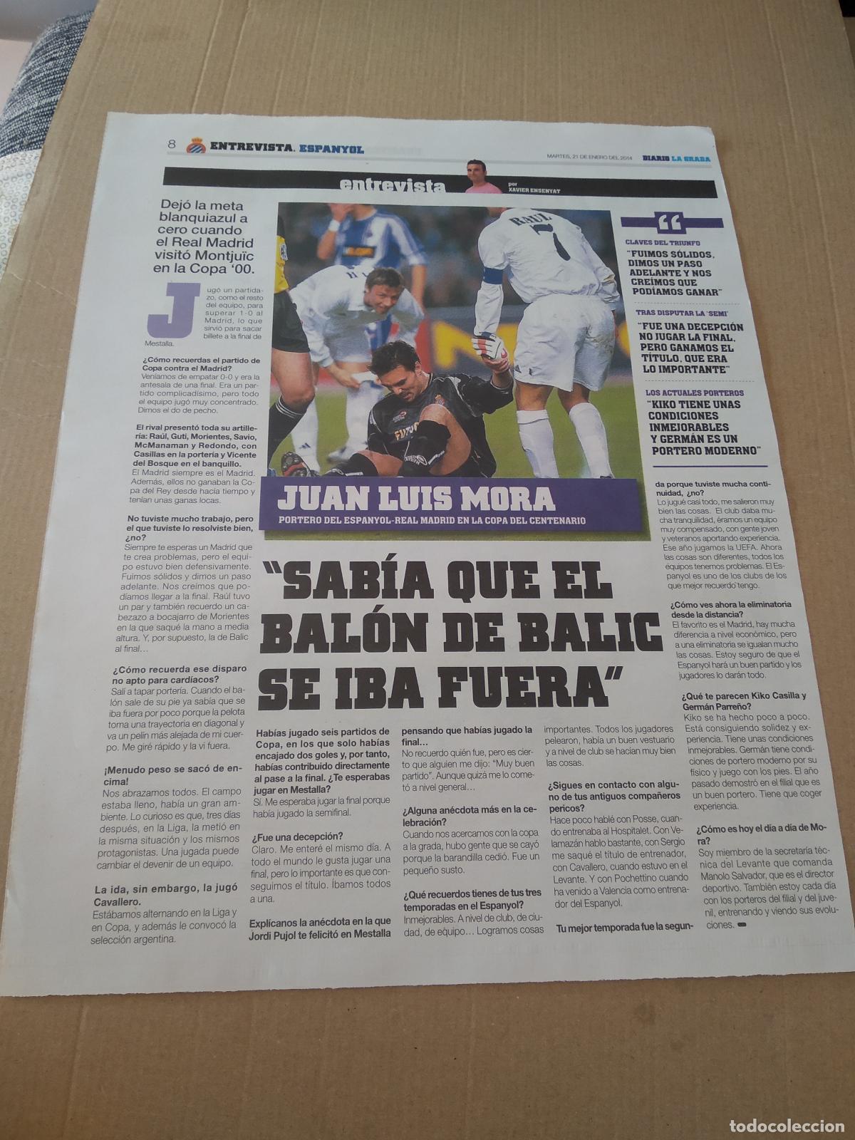 Otros Art&iacute;culos de Coleccionismo en Papel: HOJA EL PERIODICO DIARIO LA GRADA ENTREVISTA JUAN LUIS MORA VICTOR ALVAREZ ESPANYOL VS RAYO RENAULT