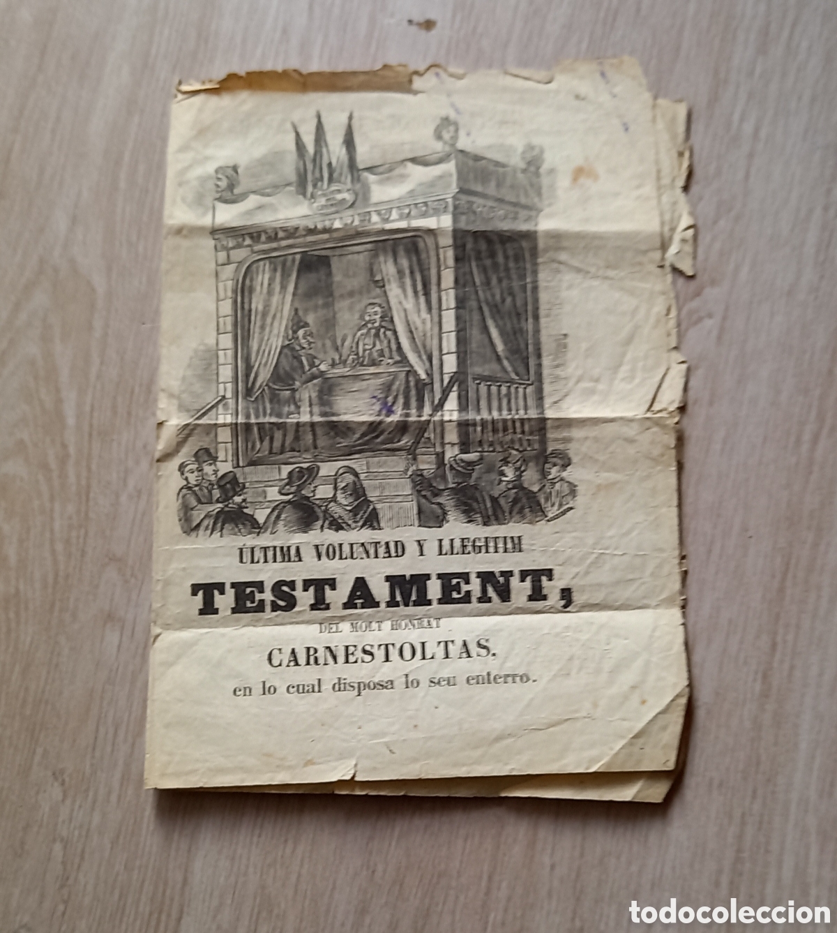 Outros artigos de papel: A IDENTIFICAR, ULTIMA VOLUNTAD Y LLEGITIM TESTAMENT CARNESTOLTAS 1861
