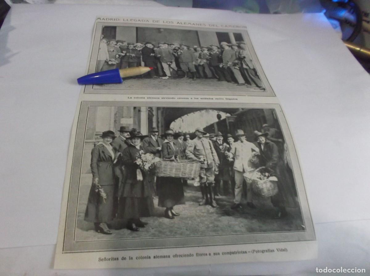 Paper Collecting Others: RECORTE A&Ntilde;O 1916(MADRID)LLEGADA DE LOS ALEMANES DE CAMERON,CERVEZA Y FLORES/MELILLA,GENERAL AIZPURU