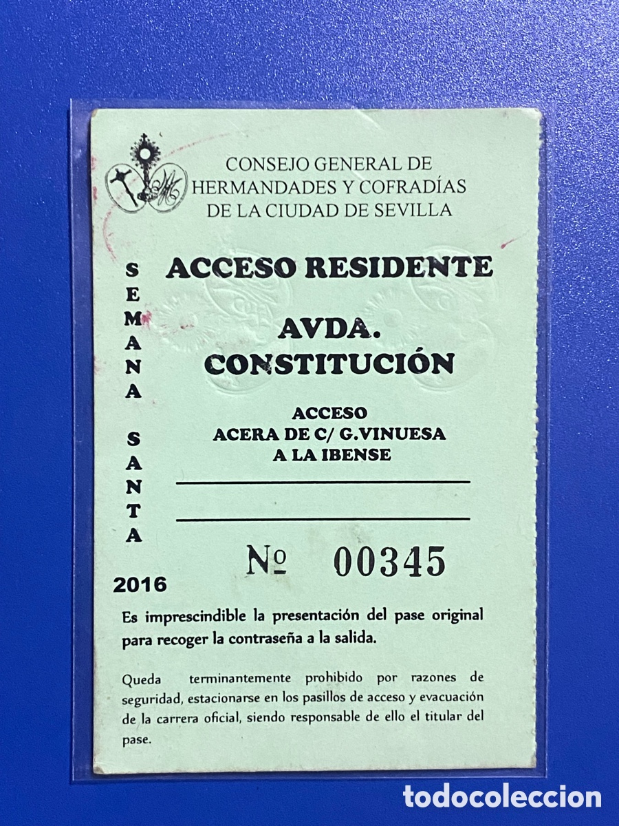 Otros art&iacute;culos de coleccionismo en papel: Acceso cofradias Sevilla 2016 semana santa