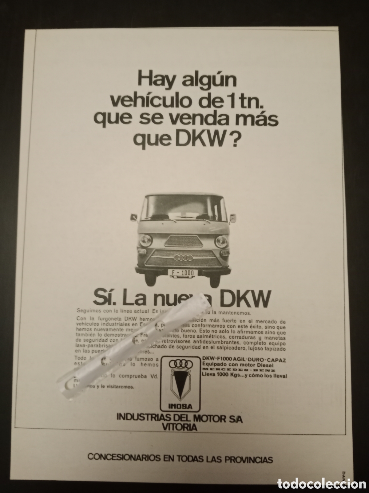 Outros artigos de papel: Publicidad furgoneta imosa dkw