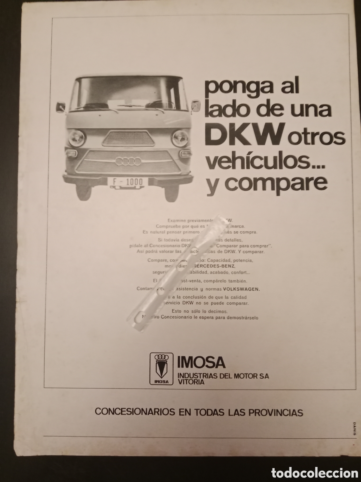 Outros artigos de papel: Publicidad furgoneta imosa dkw