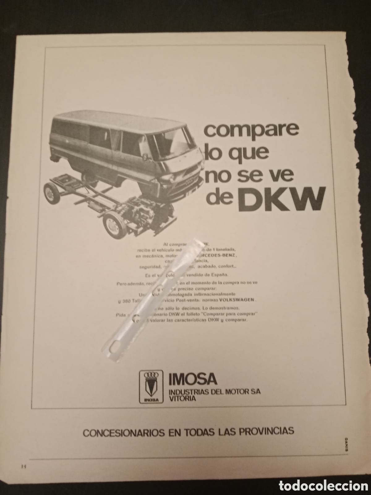 Outros artigos de papel: Publicidad furgoneta imosa dkw