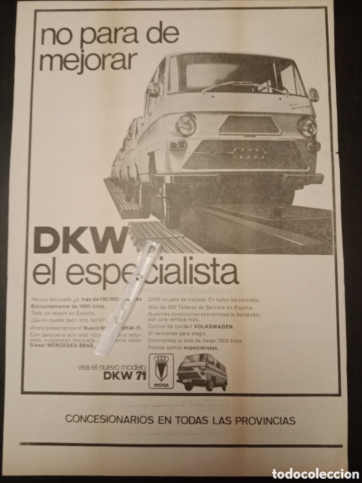 Outros artigos de papel: Publicidad furgoneta imosa dkw