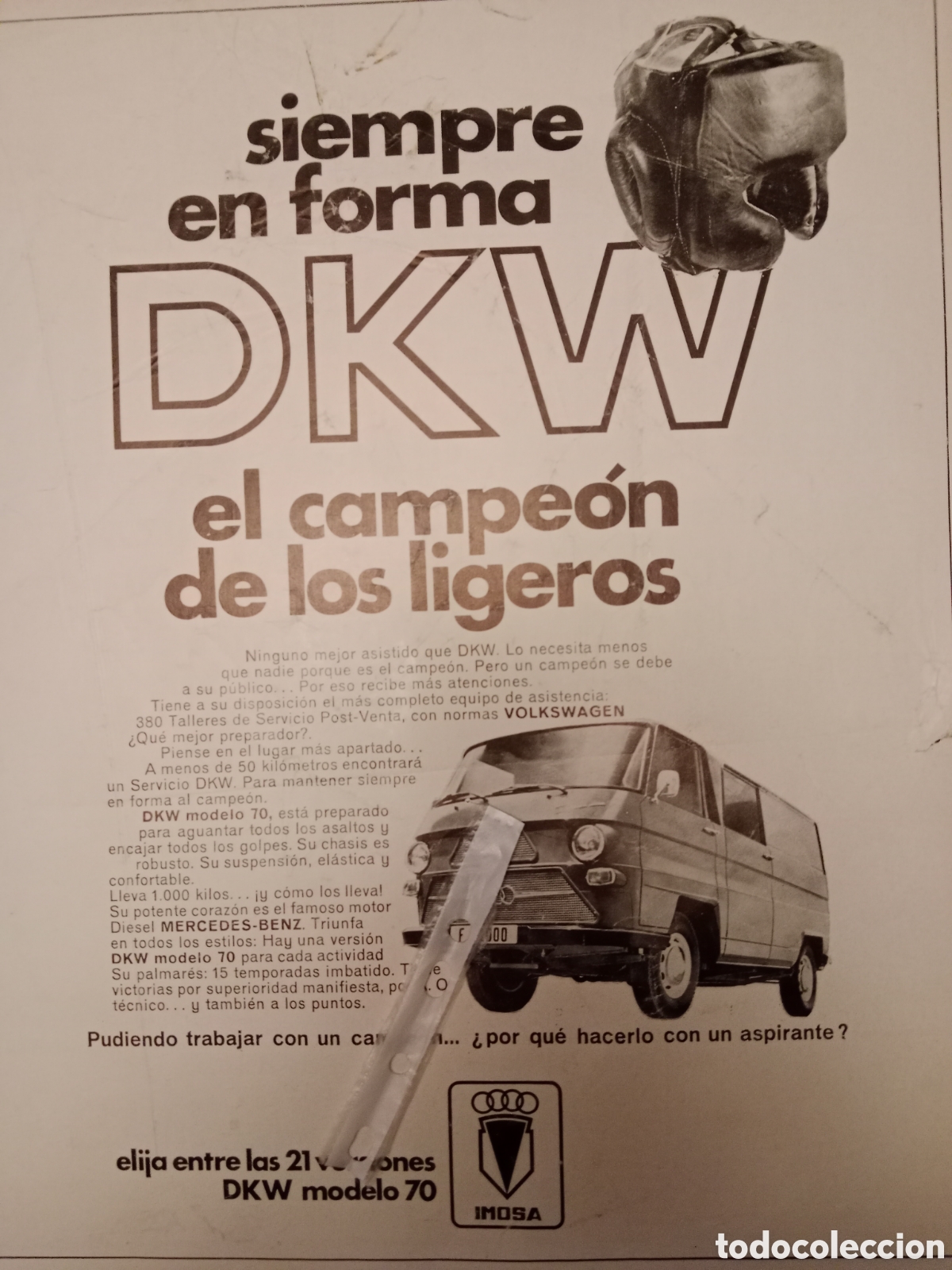 Outros artigos de papel: Publicidad furgoneta imosa dkw