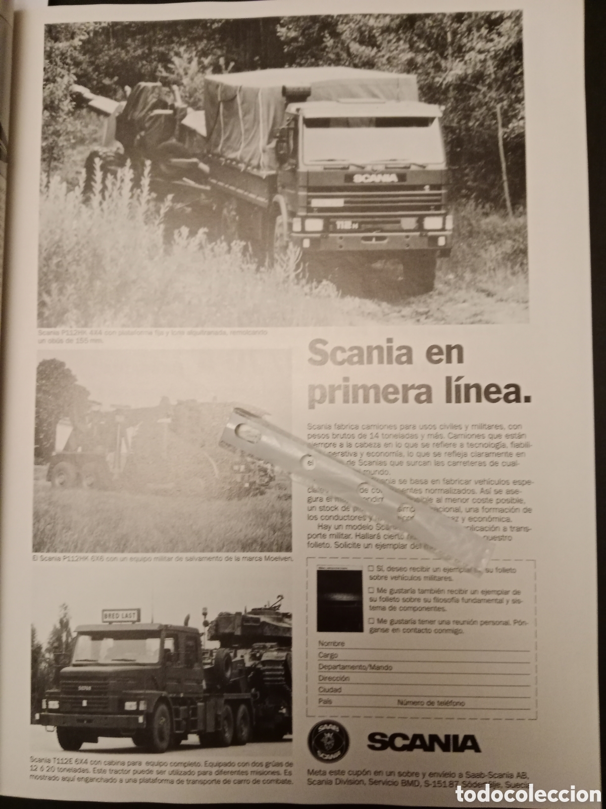 Collectionnisme Papier divers: Publicidad cami&oacute;n Scania de 1988 militar