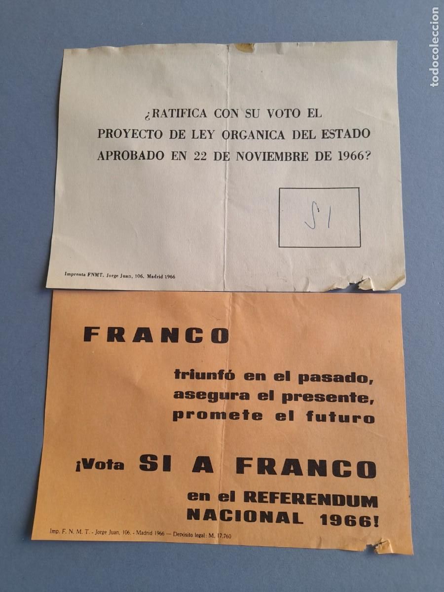 Otros Art&iacute;culos de Coleccionismo en Papel: 2 hojas referendum nacional 1966, franco / ley organica del estado