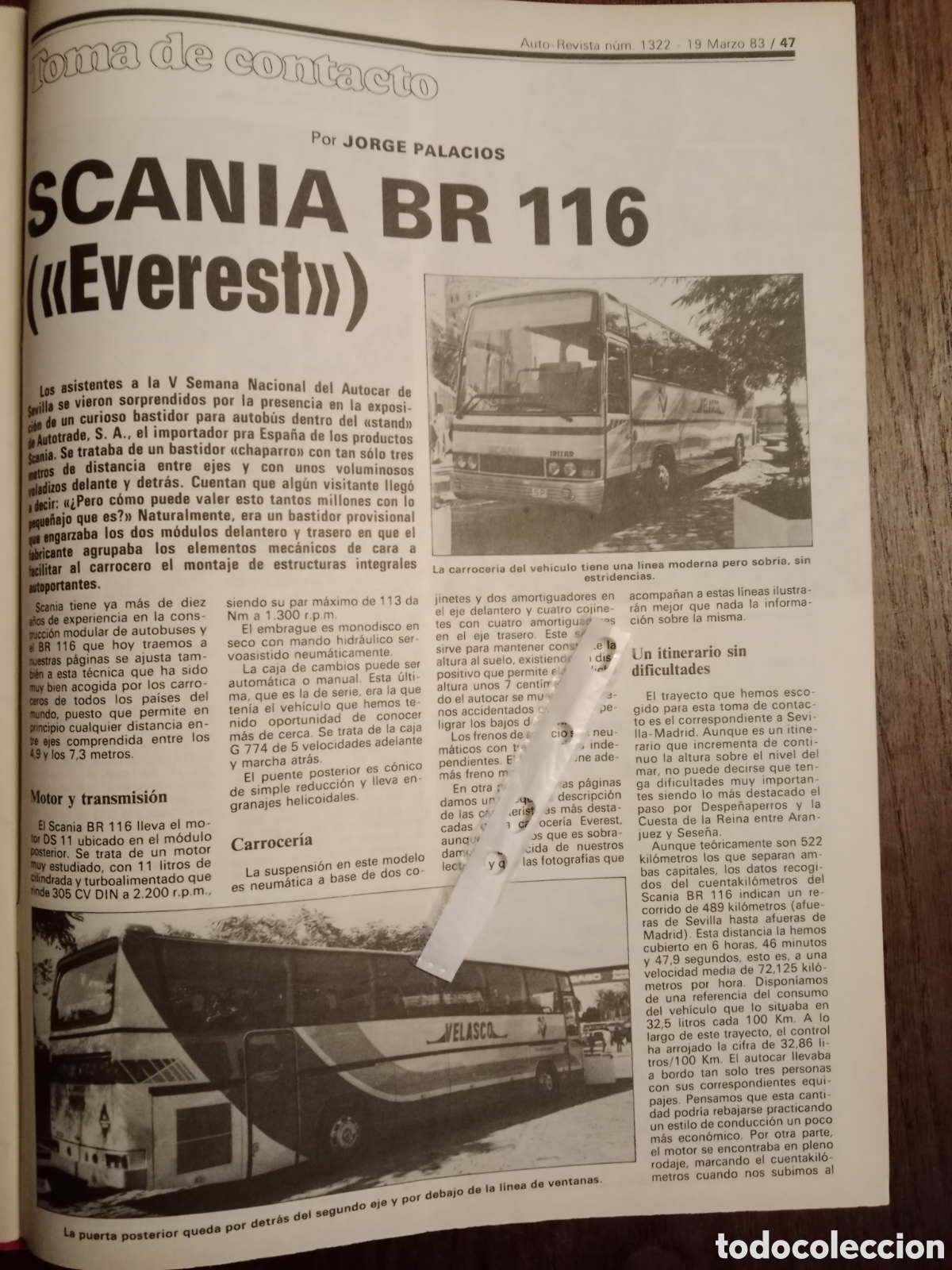 Outros artigos de papel: Reportaje autob&uacute;s Scania BR 116 irizar Everest de 1983