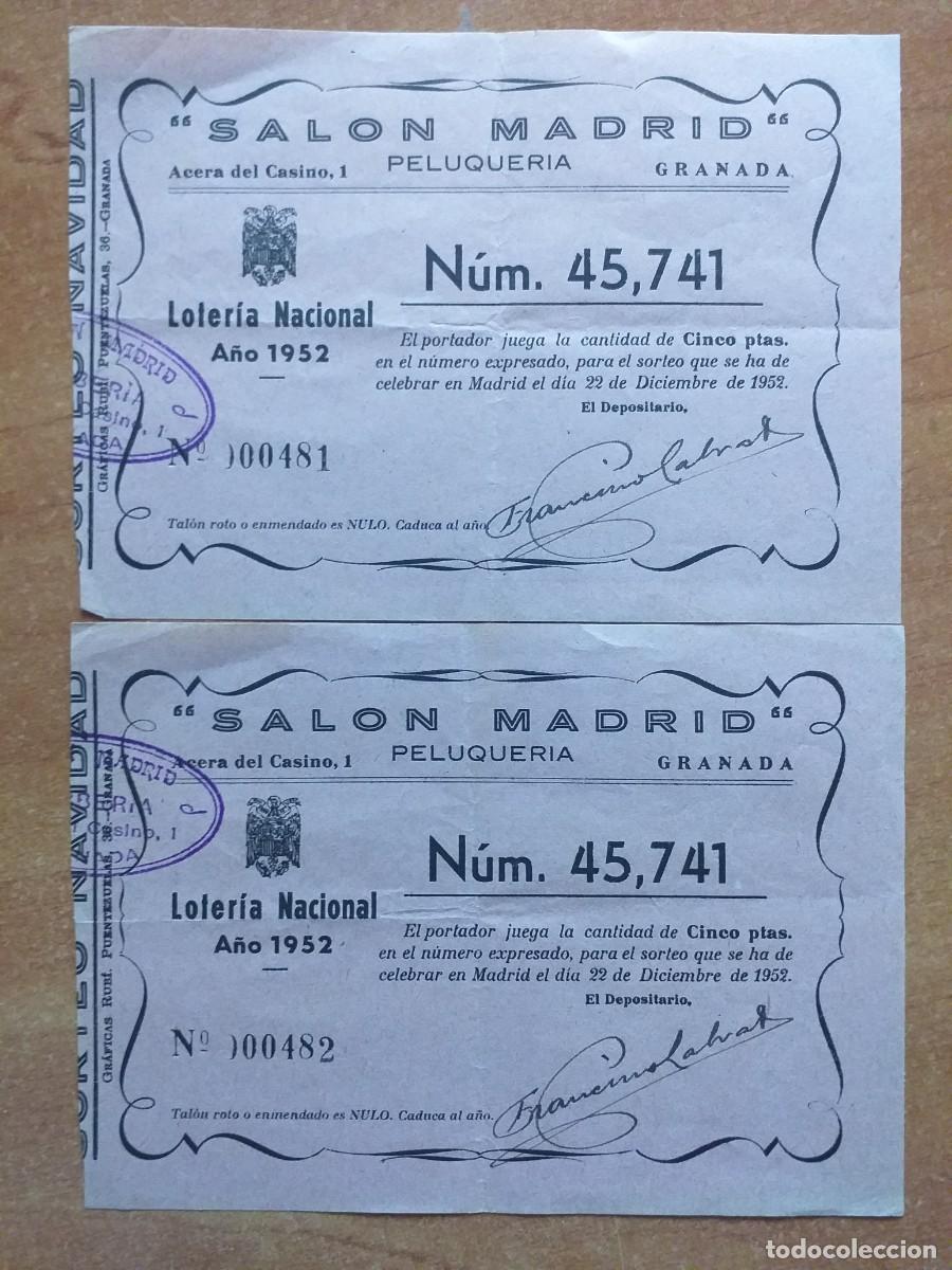 Otros Art&iacute;culos de Coleccionismo en Papel: DOS PARTICIPACIONES NAVIDAD - N&ordm; 45741 - GRANADA 1952