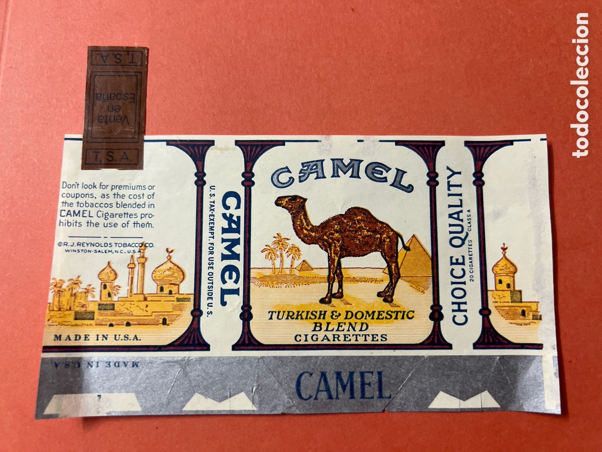 Sammelleidenschaft Andere Papierartikel: HB138. ANTIGUO ENVOLTORIO TABACO - CAMEL. TURKISH & DOMESTIC BLEND . 20 CIGARETTES. MADE IN USA.