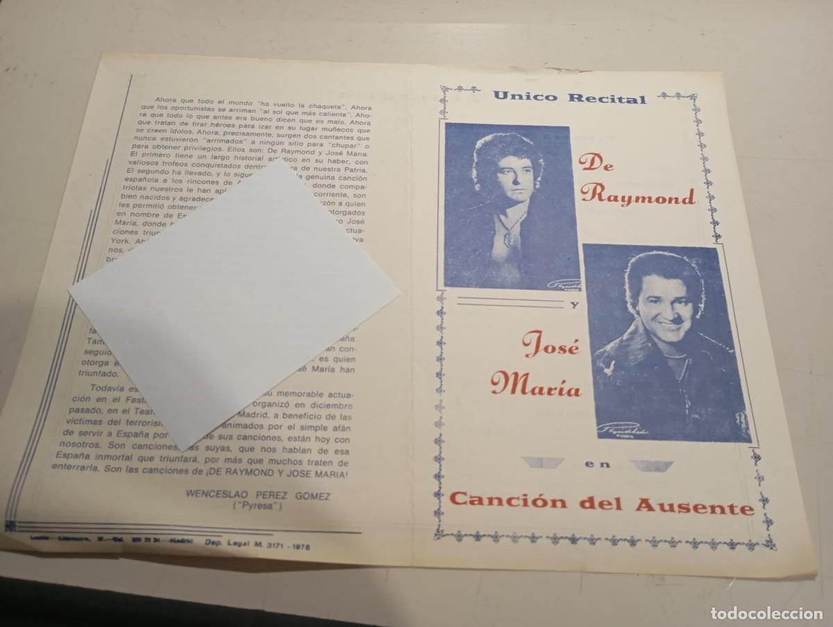 Otros art&iacute;culos de coleccionismo en papel: D&Iacute;PTICO RECITAL DE REYMOND Y JOS&Eacute; MAR&Iacute;A A&Ntilde;O 1978 REF. UR MES 3 D