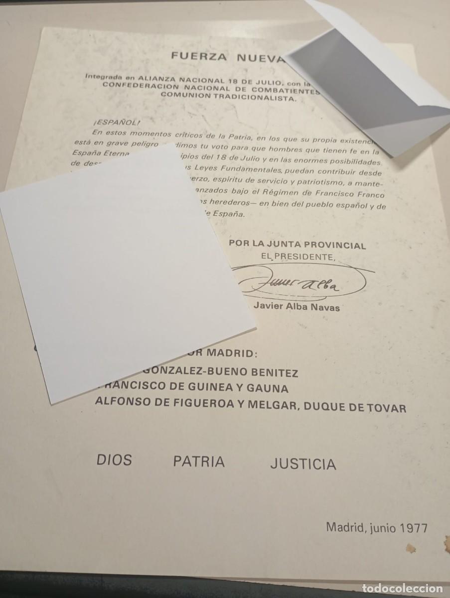 Otros Art&iacute;culos de Coleccionismo en Papel: HOJA CANDIDATOS AL SENADO FUERZA NUEVA 10 DE JULIO DE 1977 REF. UR MES 3 D