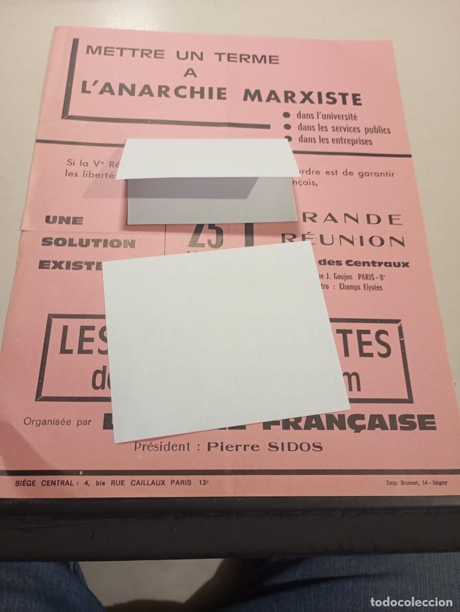 Otros Art&iacute;culos de Coleccionismo en Papel: HOJA FLYER REUNI&Oacute;N L'OEUVRE FRANCAISE 25 DE ABRIL 1969 PIERRE SIDOS REF. UR MES 3 D