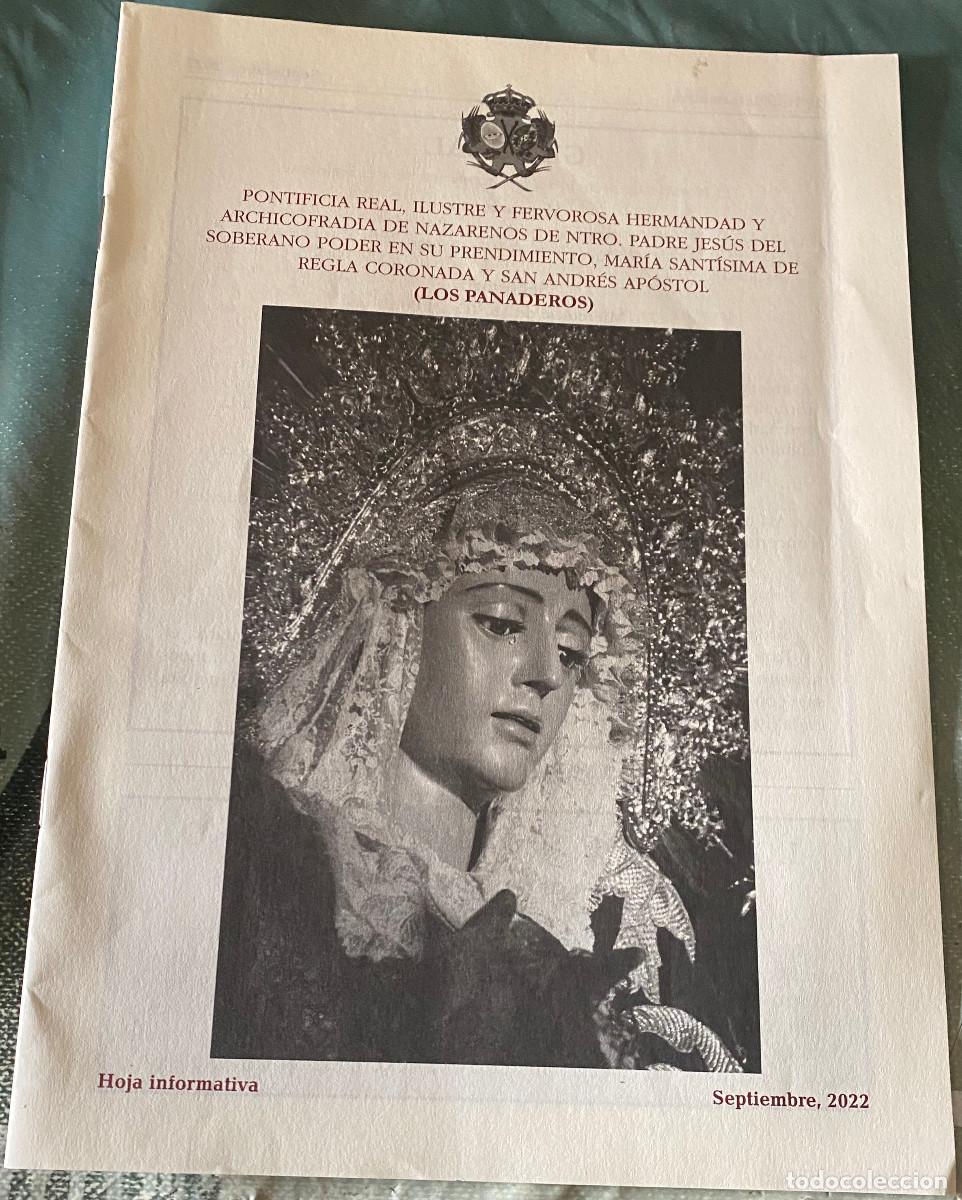 Otros art&iacute;culos de coleccionismo en papel: Hoja informativa de Hermandad de Los Panaderos de Sevilla. Septiembre 2022. Nueva.