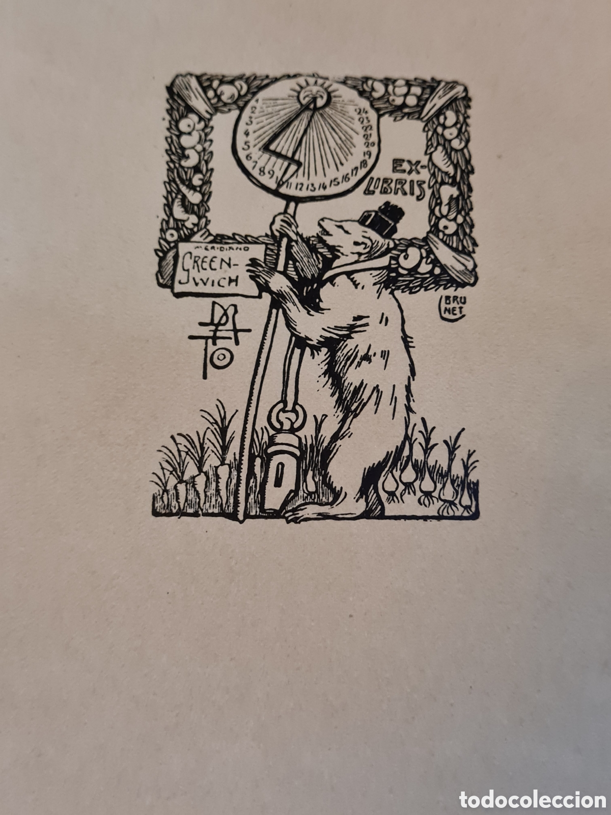Otros art&iacute;culos de coleccionismo en papel: Eex-libris dibujante Brunet - Foto 2