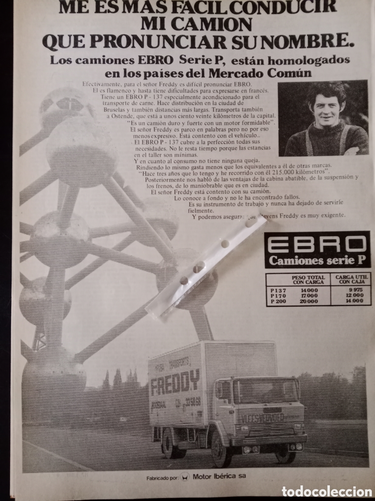 Outros artigos de papel: Publicidad cami&oacute;n Ebro serie P de 1978