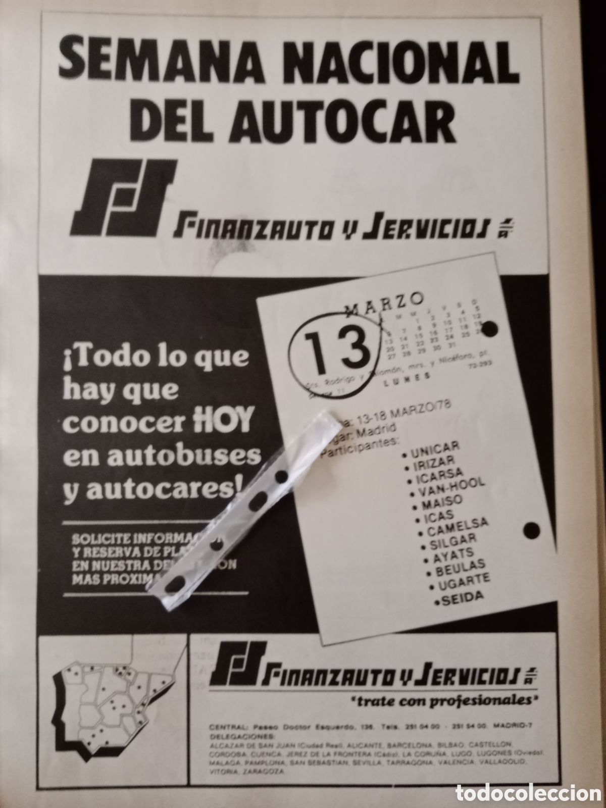 Outros artigos de papel: Publicidad finanzauto de 1978 autobuses autocares
