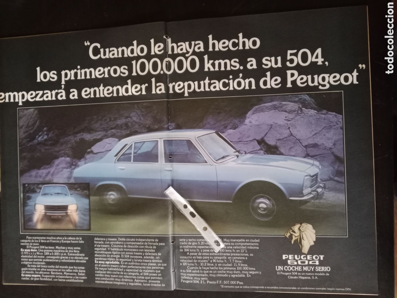 Otros Art&iacute;culos de Coleccionismo en Papel: Publicidad autom&oacute;vil Peugeot 504 de 1978