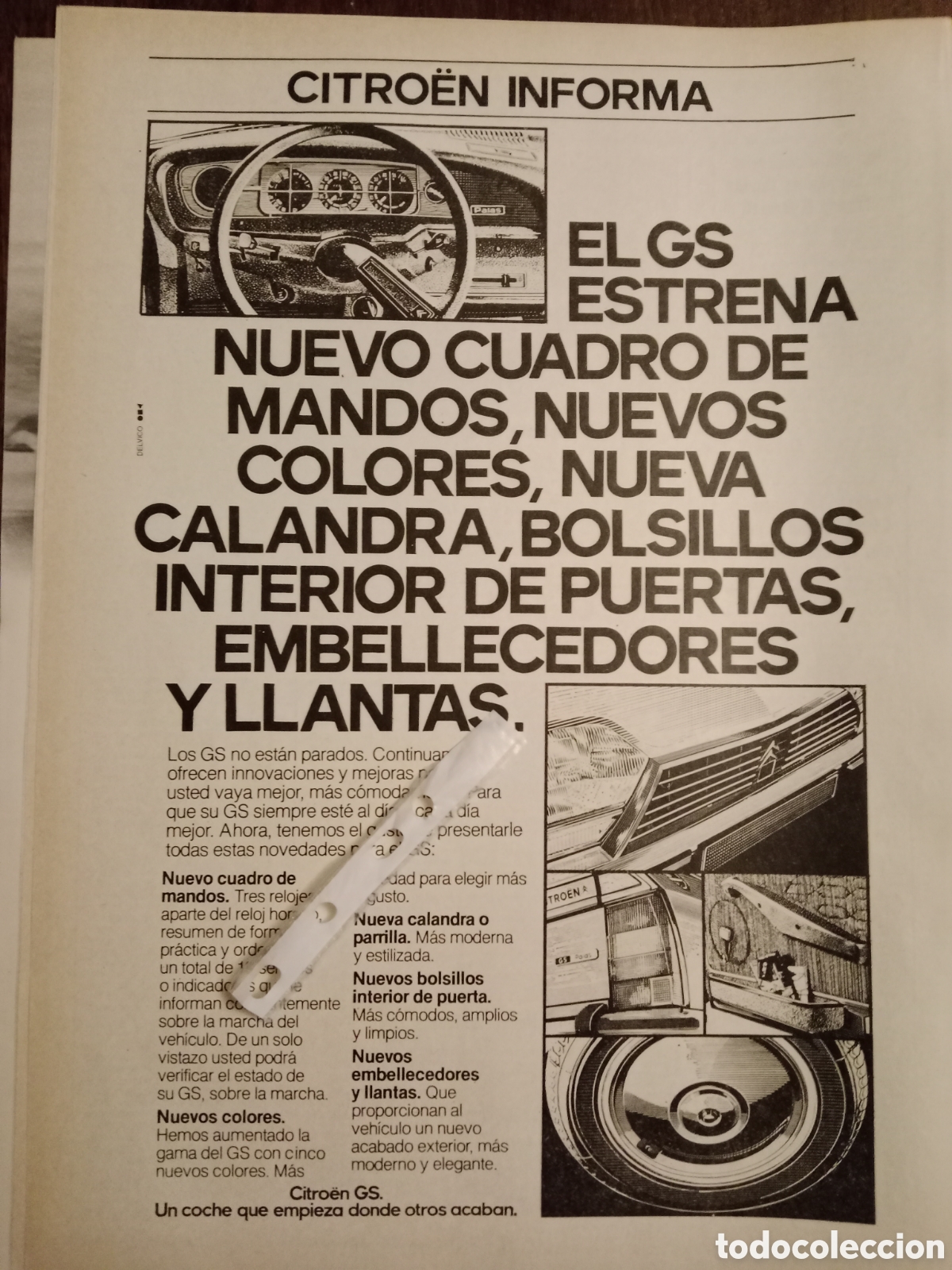 Otros Art&iacute;culos de Coleccionismo en Papel: Publicidad autom&oacute;vil Citroen gs de 1977