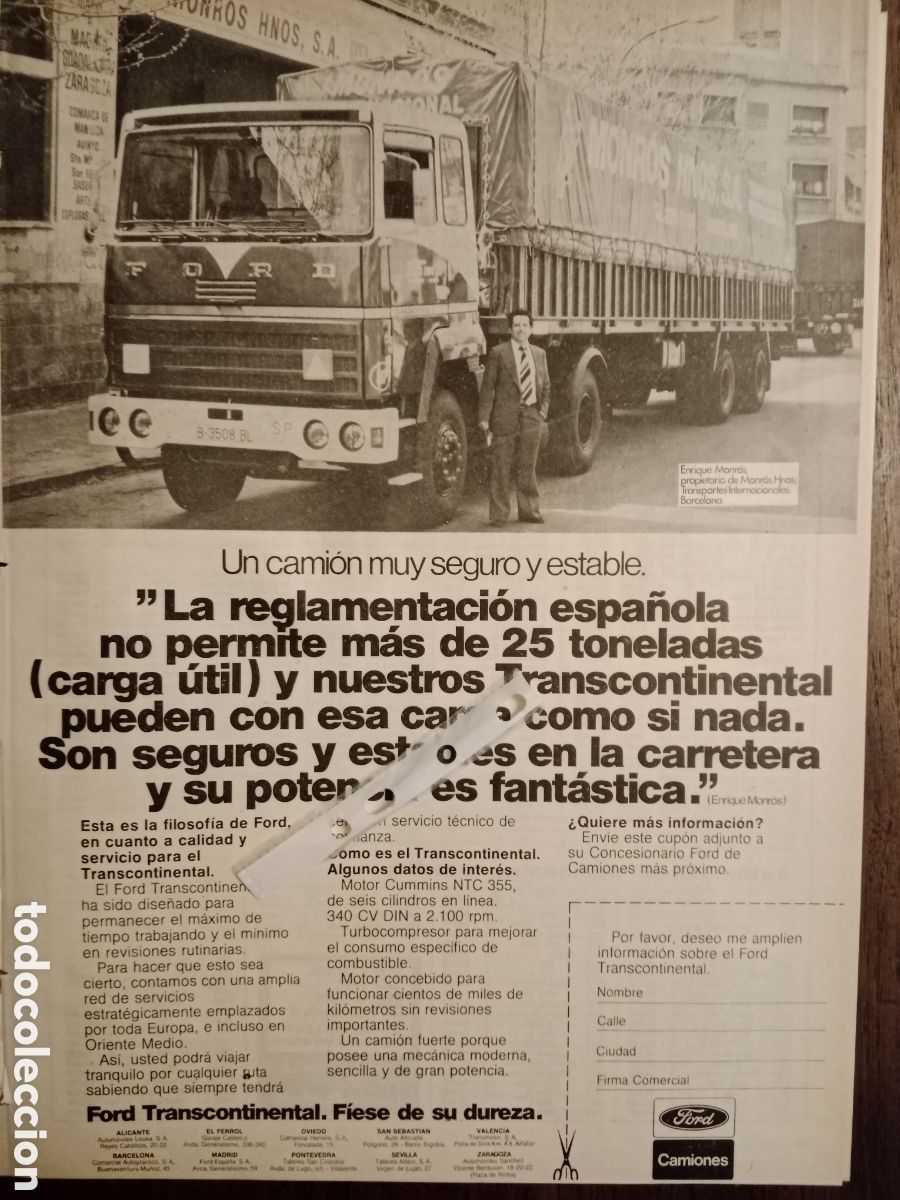 Paper Collecting Others: Publicidad cami&oacute;n Ford transcontinental de 1977