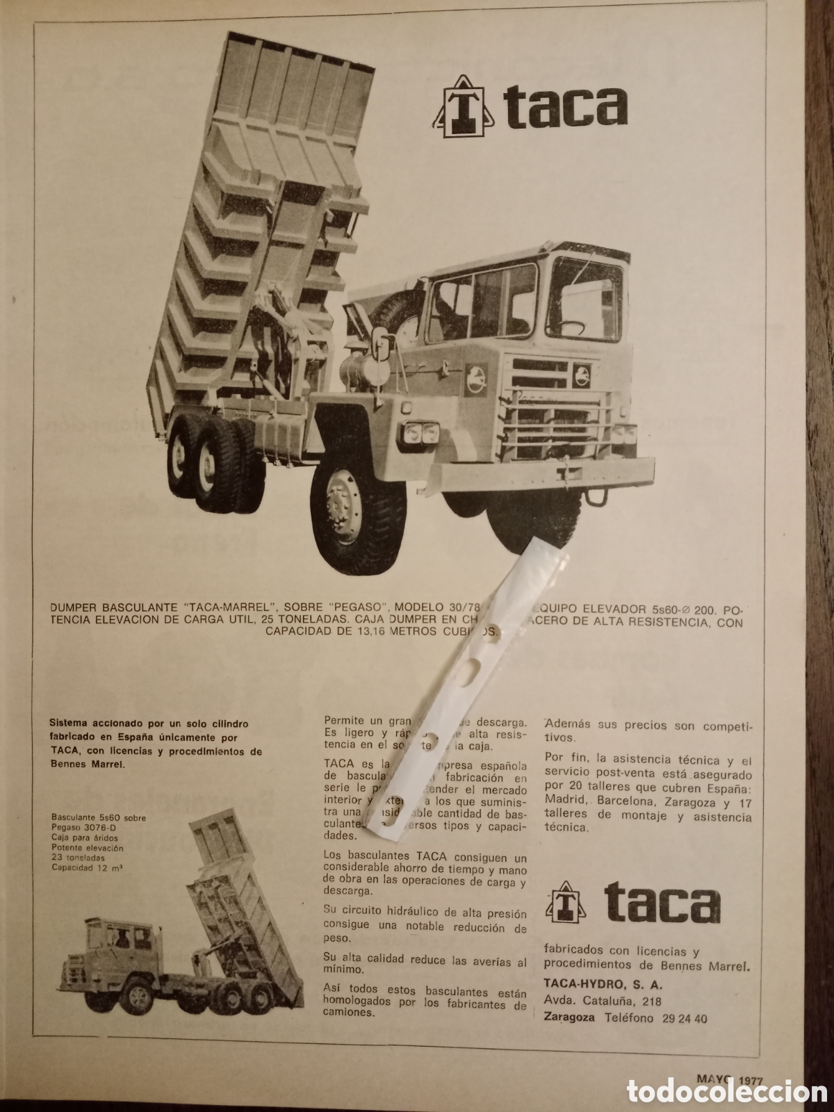 Paper Collecting Others: Publicidad camion basculante taca Pegaso de 1977