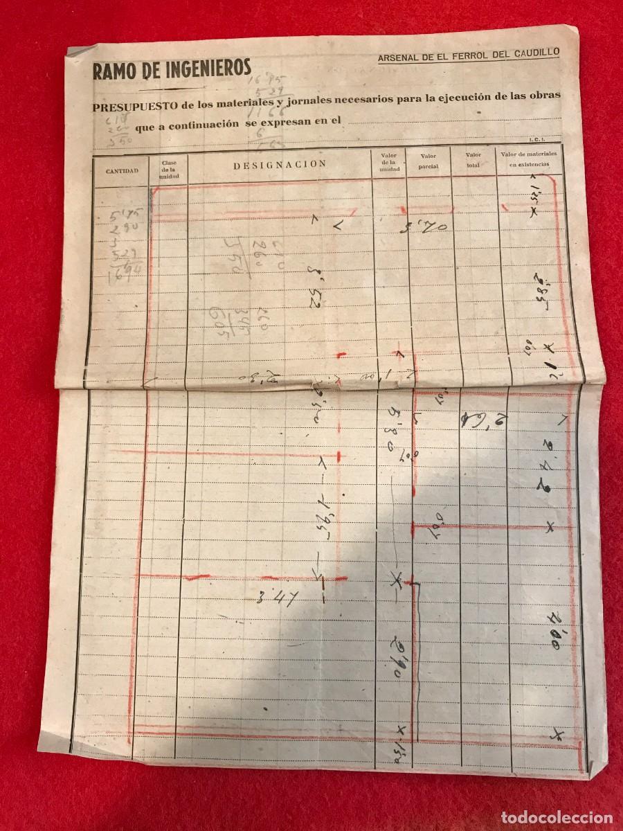 Sammelleidenschaft Andere Papierartikel: RAMO DE INGENIEROS. PRESUPUESTO DE MATERIALES. ARSENAL DE FERROL